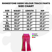 Rhinestone Germ Velour Track Pants (Hot Pink)
