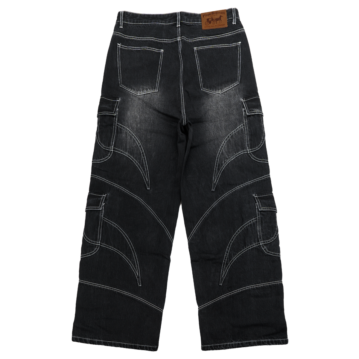 PLAGUE-CUT JEANS (BLACK/WHITE)