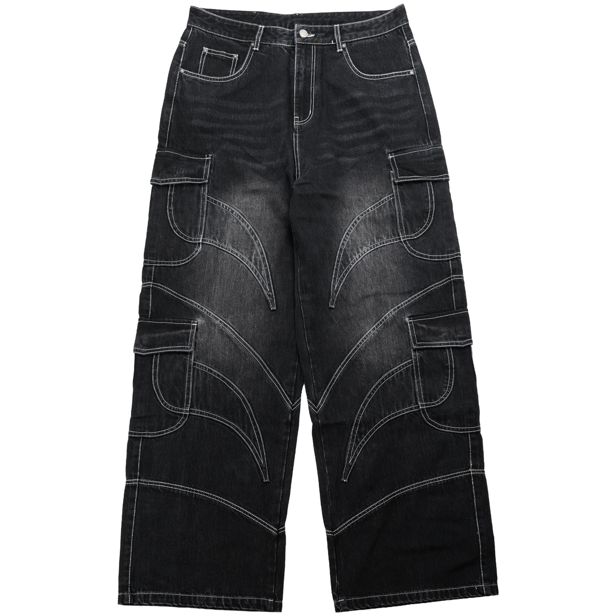 PLAGUE-CUT JEANS (BLACK/WHITE)