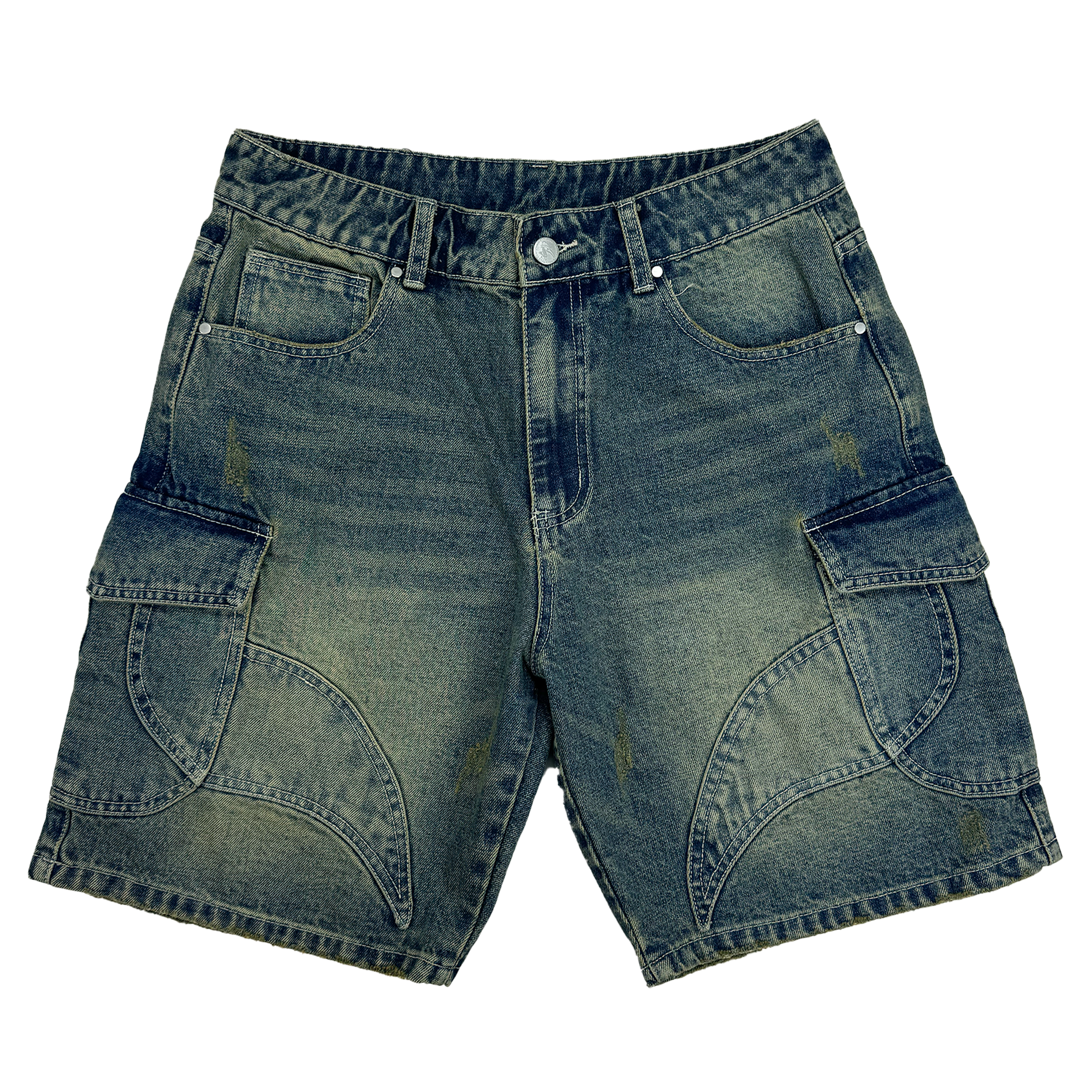 Plague-Cut Jean Shorts (Grimy)