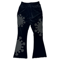 Rhinestone Germ Velour Track Pants (Black)