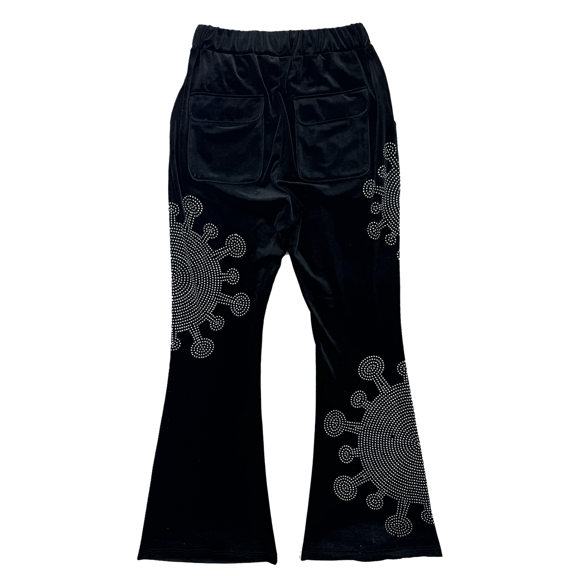 Rhinestone Germ Velour Track Pants (Black)