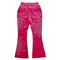 Rhinestone Germ Velour Track Pants (Hot Pink)